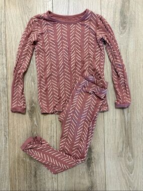 Kyte Baby Dusty rose herringbone LS pjs
